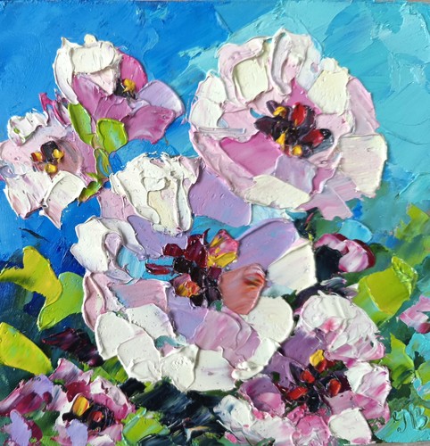 Dipinto olio rosa - , cane