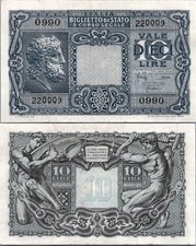 Italy 10 Lire 1944 Pick # 32c