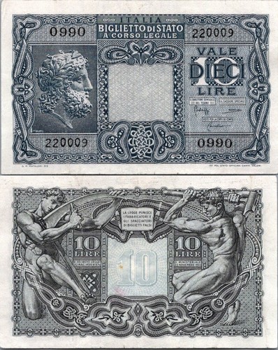Italy lire 1944 pick 32c - 10,