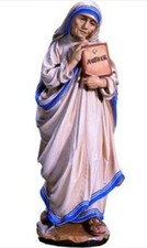 STATUA SANTA MADRE TERESA DI CALCUTTA CM 15 SCOLPITA IN LEGNO DELLA VALGARDENA