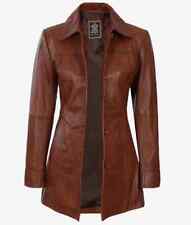 Cappotto donna pelle cognac