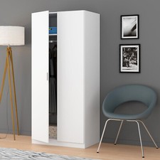 Armadio guardaroba OZ 2 ante armadietto bianco appendiabiti ripiano multiuso