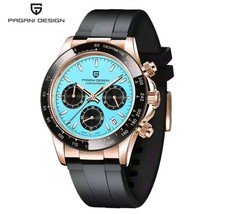 🔝 Pagani Design 1664, Azzurro Oro Seiko VK63 Zaffiro, Orologio Uomo Originale