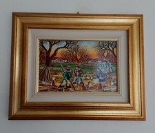 QUADRO DI BRENNO BENATTI OLIO SU TAVOLA - PITTORE NAIF PIEVE GUASTALLA REGGIO 