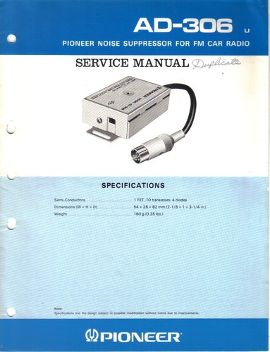 Service manual pioneer 306 - service,