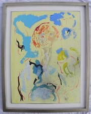 Ernesto TRECCANI (Milano 1920-2009) FIGURA CIELO OLIO su TELA cm 80x60 anno 1987