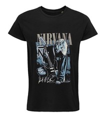 T-shirt Nirvana, Kurt Cobain, Grunge Rock, Nera, Unisex, 100% Cotone