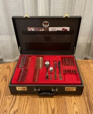 Servizio posate vintage CROWN CUTLERY SOLINGEN laura gold con valigetta per 12 - 75 pezzi -