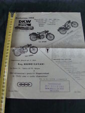 Brochure una pagina Moto DKW produzione 1954 175 sport auto coupè 900 old bike