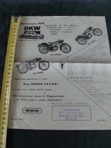 Brochure una pagina moto dkw - una,
