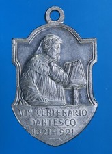 DANTE ALIGHIERI MEDAGLIA 1921 600° ANNIVERSARIO MORTE DANTE ALLUMINIO SPL