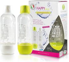 2 Bottiglie Plastica da 1 Litro per Gasatore di Acqua UNIVERSALI  -  HAPPY FRIZZ