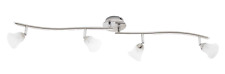 Lampadario soffitto barra 4 faretti 40 W vetro metallo luci Brilliant Bellona