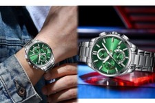 x Orologio Da Polso Curren 8475 Uomo Business Cronografo Silver Verde lac