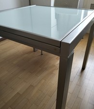 Tavolo allungabile acciaio e vetro 90cm (180 allungato) Usato