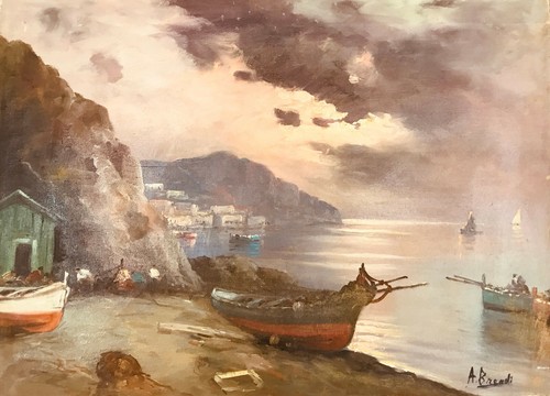 Dipinto olio tela golfo - dipinto, su