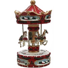 Giostra con Cavalli carosello Carillon H16 Giostrina Rossa cavallucci Bambini Id