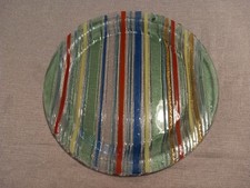 Vassoio Rotondo Vetro di Murano ? 37 cm Diametro  Decorativo Fondo Righe Linee