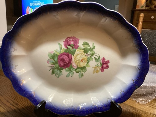 Piatto vintage flow blu grande - vintage,