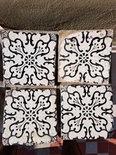 4 Mattonella Antica  Piastrella Riggiola Maiolica epoca antica  Vintage Quadro