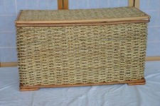 CESTO PORTA BIANCHERIA CON FODERA COTONE  BAULE VIMINI BANANO  75X44X45 H PELLET