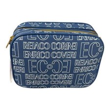 Borsa Tracolla Donna Enrico Coveri Blu – Logo All Over, Zip Dorata, Modello Casu