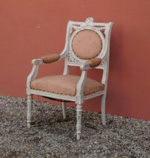 Poltrona singola intagliata st.Luigi XVI laccata Shabby Chic, fine '800/pr.'900!