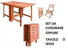 Tavolo in legno massello pieghevole 130x60 da giardino esterno portatile