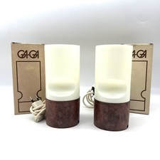 Coppia rare lampade design GaGa Targetti Sankey colore marrone legno vintage new