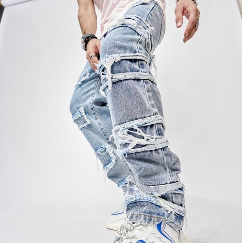 Jeans uomo larghi frange