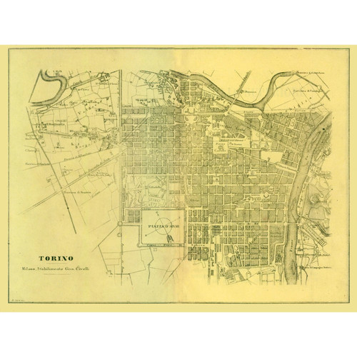 Mappa storica torino - mappa, italia