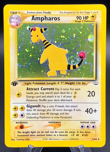 Pokemon ampharos holo - ampharos, 1/64