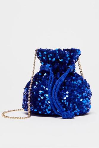 Borsa con paillettes - nera, o