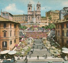 Roma Piazza di Spagna Trinità dei Monti Roma ITALIA anni 60 cartolina d'epoca non spedita