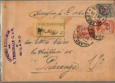 Storia Postale - 1924 - Regno V.E.III - 2 x 20 c + 1 L su lettera raccomandata