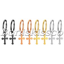 Orecchini a cerchio huggie goccia pendenti orecchini croce acciaio inox uomo donna