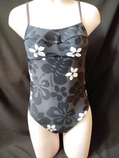 Tribord COSTUME INTERO DONNA 42 MARE Nuoto Mare NERO coppe fascia sostegno fiori