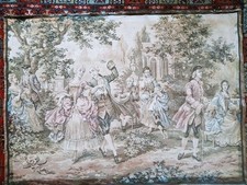Arazzo ANTICO GRANDE Ballo Concerto Nobili LINO Cottone gobelin quadro vintage