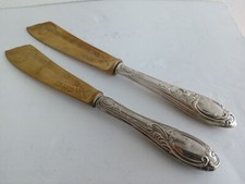 2 COLTELLI A PALETTA PER DOLCI IN ARGENTO 800 anni 70