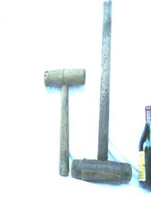 ANTICA COPPIA DI MARTELLI / MAZZUOLI BATTIPALO IN LEGNO