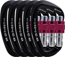 CAMNAL Moschettone Resistente Certificato UIAA Moschettone di Bloccaggio 25kN Confezione da 5 Nero