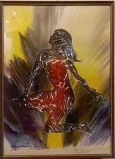 Sage Vernis, La Femme, olio su Cartone, 1974, 70x50 cm.