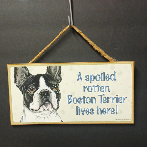 Insegna cane viziato boston - insegna,