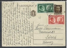 1941 20C+25C FRATELLANZA SU INTERO POSTALE 30C CON CENSURA DA POTENZA X SVIZZERA