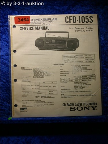 Manuale servizio sony cfd - manuale, di