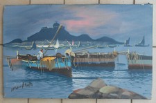 MARIO GALANTI ? OLIO SU TELA MARINA FIRMATO CM. 27 X 43 - SCUOLA PARTENOPEA 