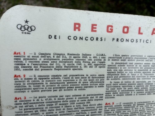 Tabella vintage totocalcio - tabella,