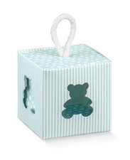 Scatola portaconfetti con Orsetto CELESTE e cordoncino 5x5x5 cm 0LBS
