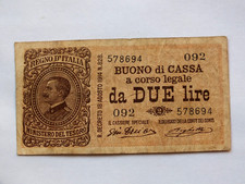 REGNO D'ITALIA  VITT.EMANUELE III BUONO DI CASSA DA 2 LIRE 1914 RARA2* NATURALE
