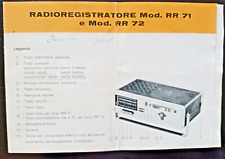 MANUALE D' USO RADIOREGISTRATORE vintage mo-el  mod RR 71  e RR 72